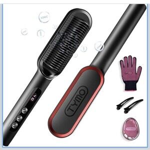 TYMO Ring Plus Ionic Hair Straightener Brush Straightening Comb with 9 Temps